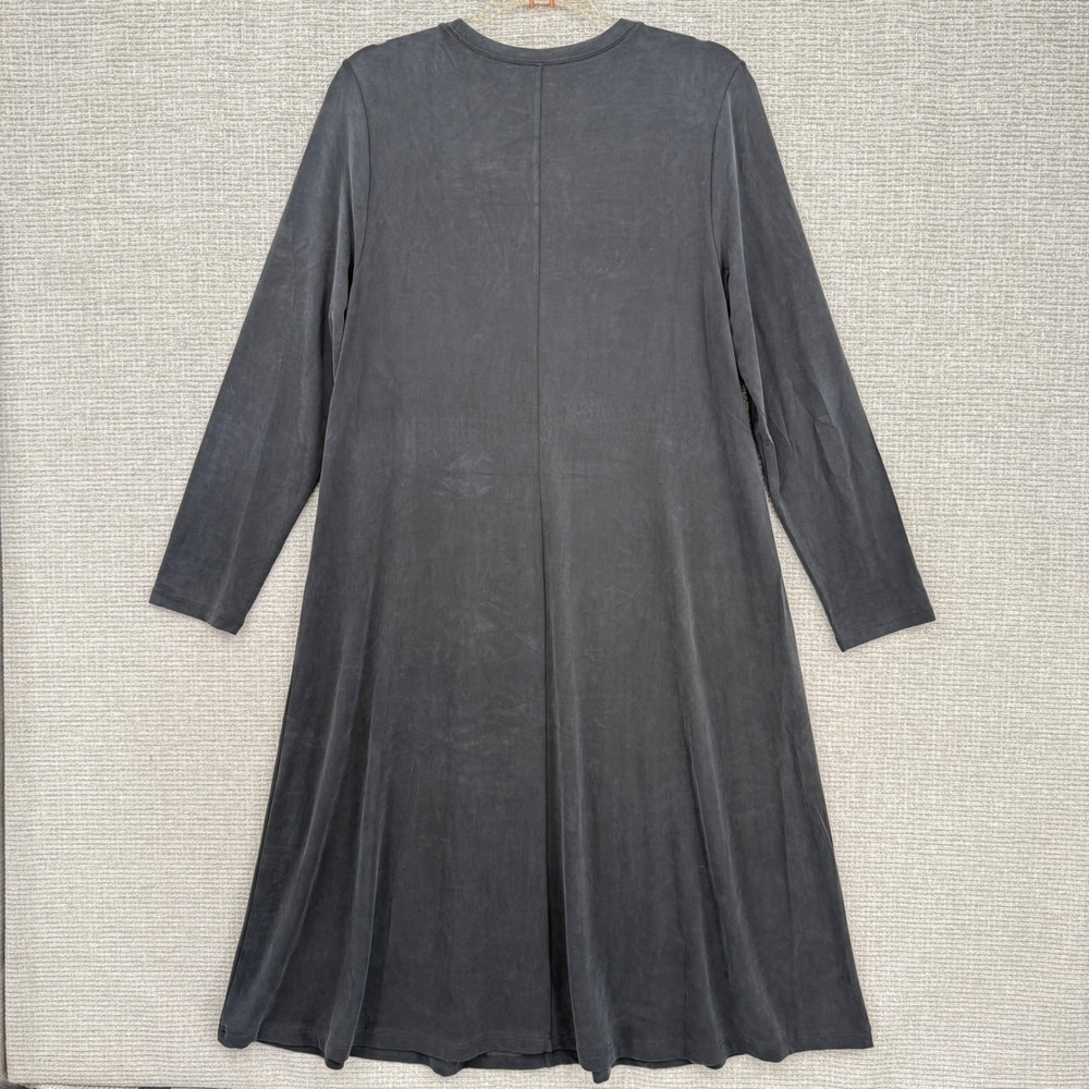 Eileen Fisher Black Long Sleeve Tunic Dress Sz M Shift A Line Casual Bouncy Soft - Picture 3 of 8